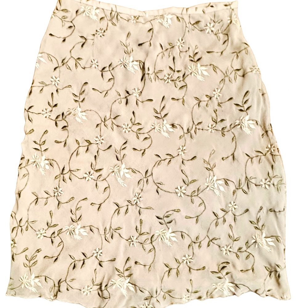 Banana Republic Cream with Green & Gold Floral Skirt